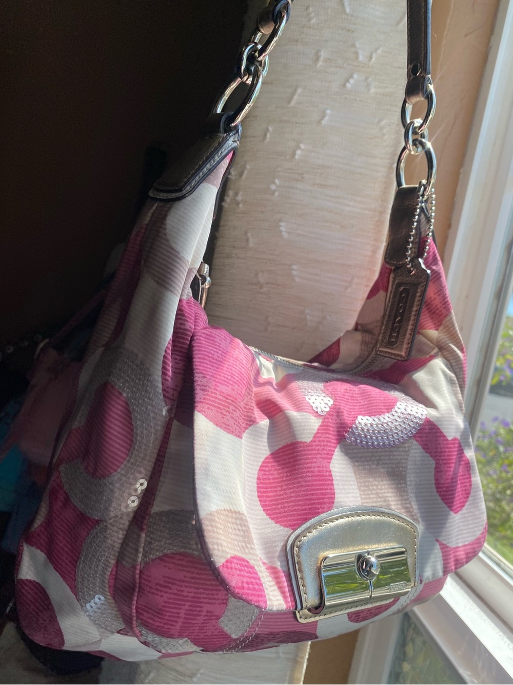 Coach Pink Sequence Kristen Shoulder Bag - Picture 2 of 5
